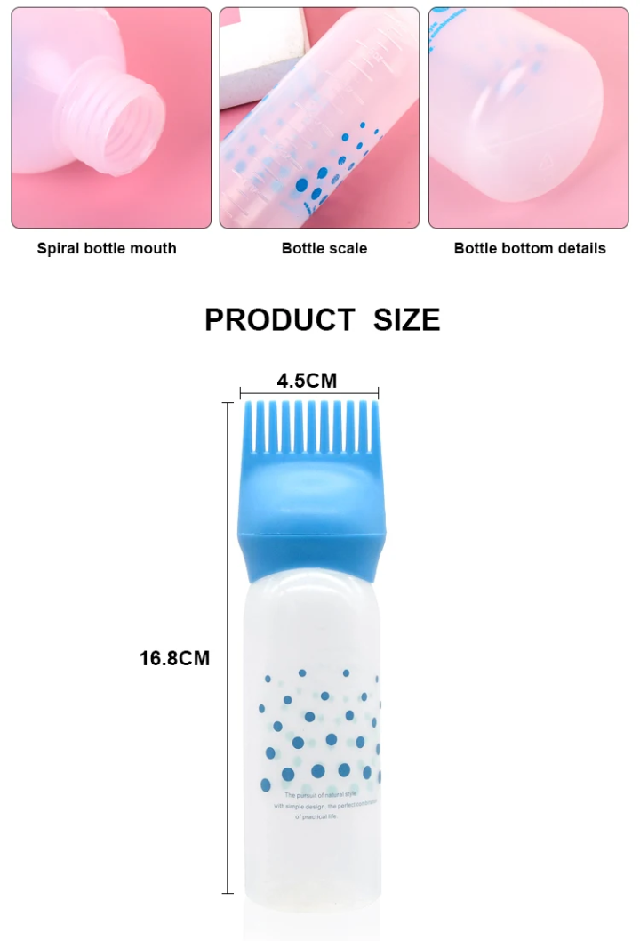 Hair Oil Bottle with Comb Applicator