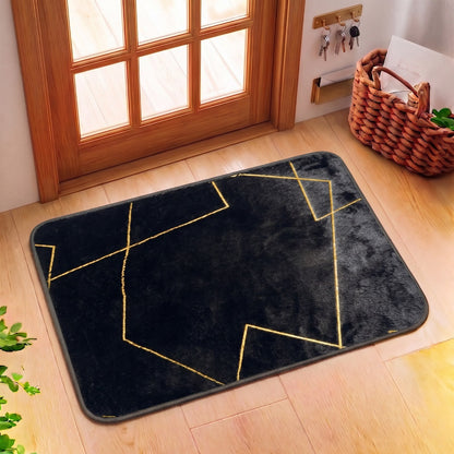 Luxurious Comfort Gold Stripe Faux Rabbit Fur Mat (Medium)