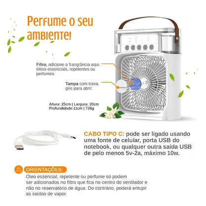 Premium Mini Air Conditioner Fan | USB Cooler with Mist & LED Light