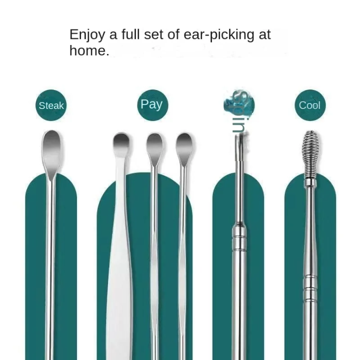 6 PCS Stainless Steel Ear Wax Removal Tool Kit with Premium Leather Storage Case