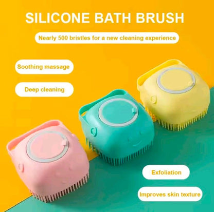 Silicone Bath Brush – Soft Exfoliating Shower Scrubber with Soap Dispenser