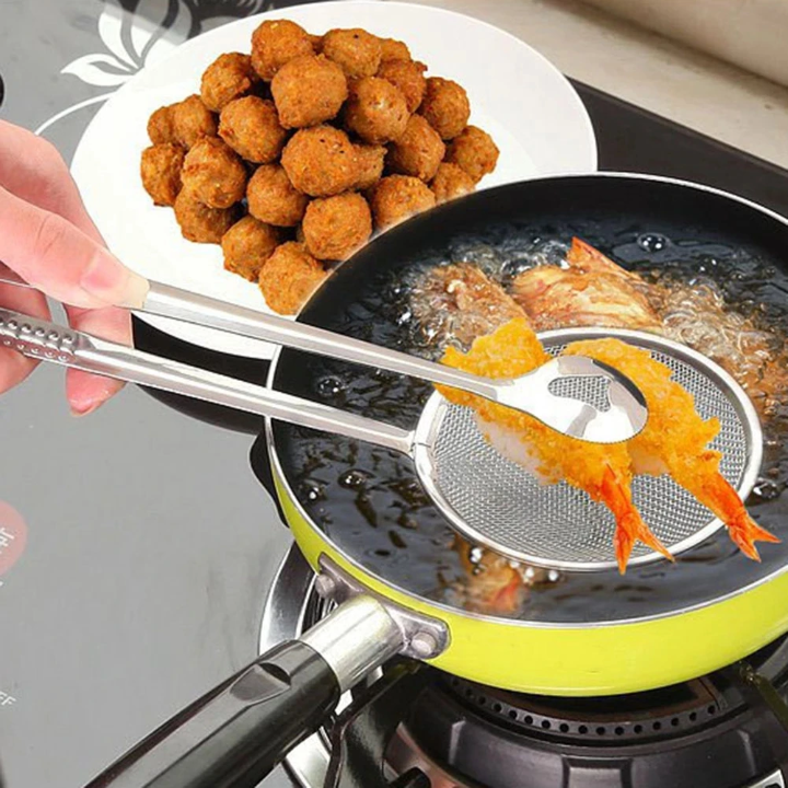 BUY 1 GET 1 FREE – Premium Stainless Steel Frying Strainer Tong
