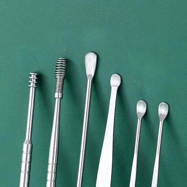 6 PCS Stainless Steel Ear Wax Removal Tool Kit with Premium Leather Storage Case
