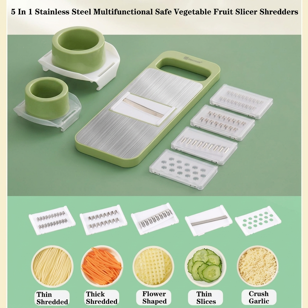 5-in-1 Stainless Steel Vegetable & Fruit Slicer