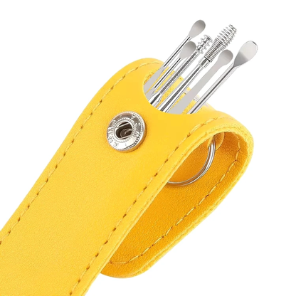 6 PCS Stainless Steel Ear Wax Removal Tool Kit with Premium Leather Storage Case