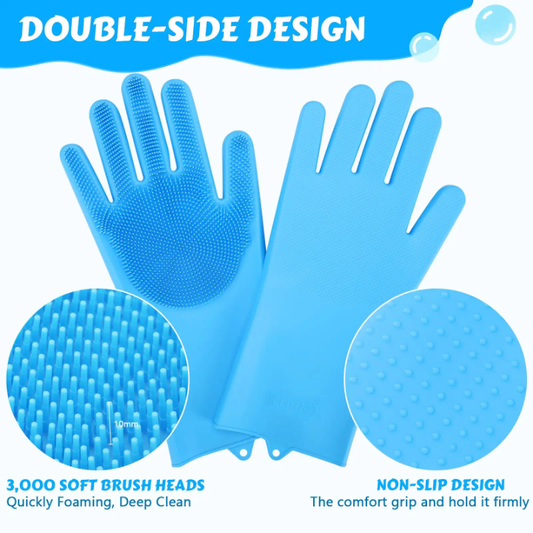 Magic Silicone Washing Gloves with Scrubber